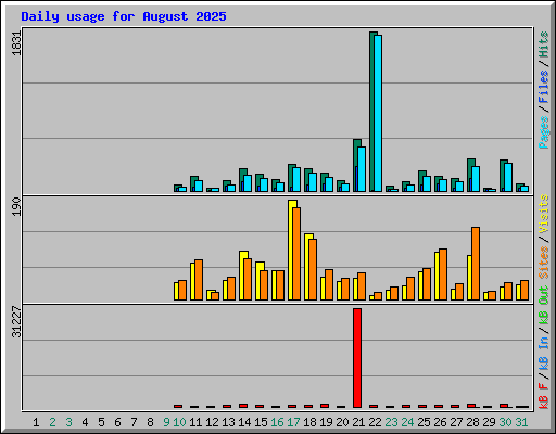 Daily usage for August 2025